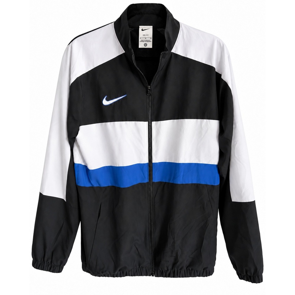 Nike Dri-FIT Colorblock Full Zip Track Jacket Black White Blue Mens M